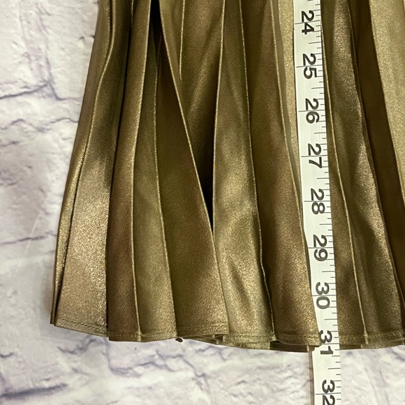 Ann Taylor Gold bronze Pleated midi Skirt net sz 12 - Picture 5 of 6